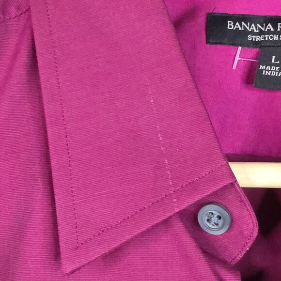 Banana Republic Shirt Mens Size Large Burgundy Stretch Slim Fit Button Down NWT - Picture 10 of 12